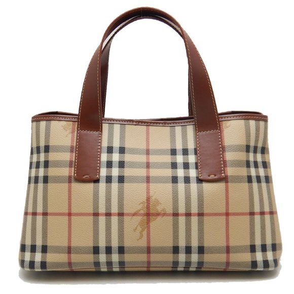 Burberry Handbag London Leather Check Brown - Picture 1 of 9
